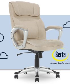 Serta Hannah Ergonomic Fabric Mid-Back Office Chair, Tan/Silver 2