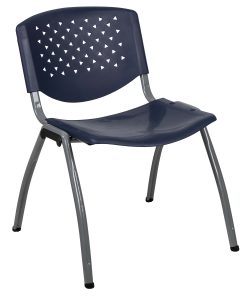 Flash Furniture HERCULES Series Plastic Stack Chair With Titanium Frame, Navy 2