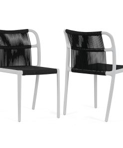Glamour Home Belden Fabric Dining Accent Chairs, Black/White, Set Of 2 Chairs, GHDC1767