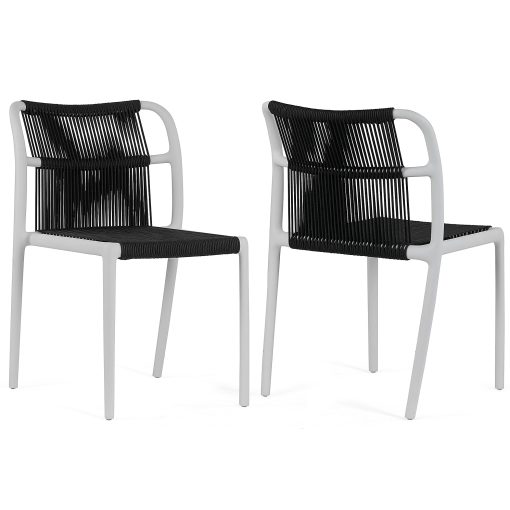 Glamour Home Belden Fabric Dining Accent Chairs, Black/White, Set Of 2 Chairs, GHDC1767