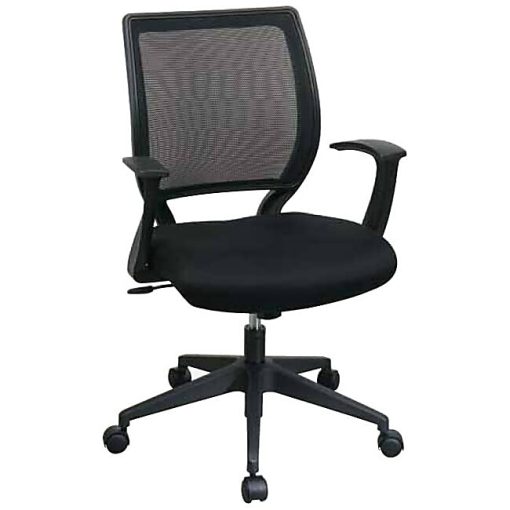 Office Star™ Screen-Back Chair With Fixed Arms, Black - Image 2