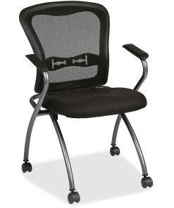 Office Star™ Pro-Line™ II Deluxe Folding Chairs With ProGrid Back, Black/Titanium, Set Of 2 2