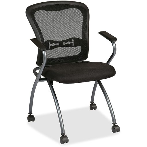 Office Star™ Pro-Line™ II Deluxe Folding Chairs With ProGrid Back, Black/Titanium, Set Of 2 - Image 2