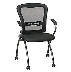 Office Star™ Pro-Line™ II Deluxe Folding Chairs With ProGrid Back, Black/Titanium, Set Of 2