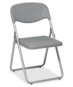 Office Star™ FC-Series Plastic Seat, Plastic Back Stacking Chair, 16 1/2″ Seat Width, Gray Seat/Silver Frame, Quantity: 4 2