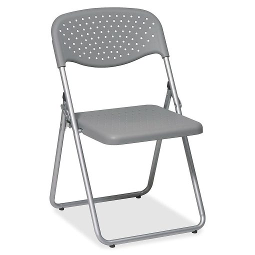 Office Star™ FC-Series Plastic Seat, Plastic Back Stacking Chair, 16 1/2" Seat Width, Gray Seat/Silver Frame, Quantity: 4 - Image 2