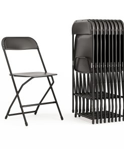 Flash Furniture Hercules Premium Folding Chairs, Set Of 10 Folding Chairs, Black