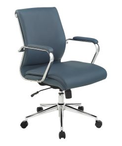 Office Star™ Dillon Ergonomic Fabric Mid-Back Manager’s Chair, Blue/Chrome 2