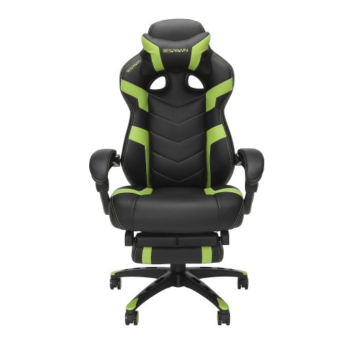 RESPAWN 110 Pro Gaming Chair, With Footrest & Headrest Pillow, Green, RSP110V2GRN - Image 2