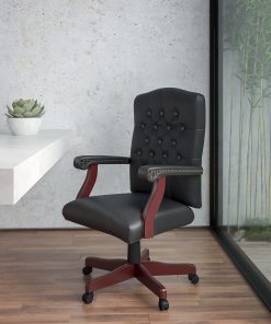 Flash Furniture Martha Washington LeatherSoft Faux Leather High-Back Swivel Office Chair, Black