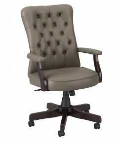 Bush Business Furniture Arden Lane Bonded Leather High-Back Tufted Office Chair With Arms, Washed Gray, Standard Delivery