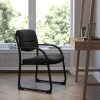 Boss Office Products Traditional Tufted Conference Chair With Casters, Black/Mahogany 3