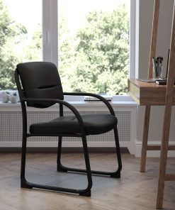 Flash Furniture Fabric Executive Side Reception Chair with Sled Base, Black