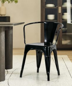 Glamour Home Baruna Metal Dining Accent Chairs, Black, Set Of 2 Chairs 2