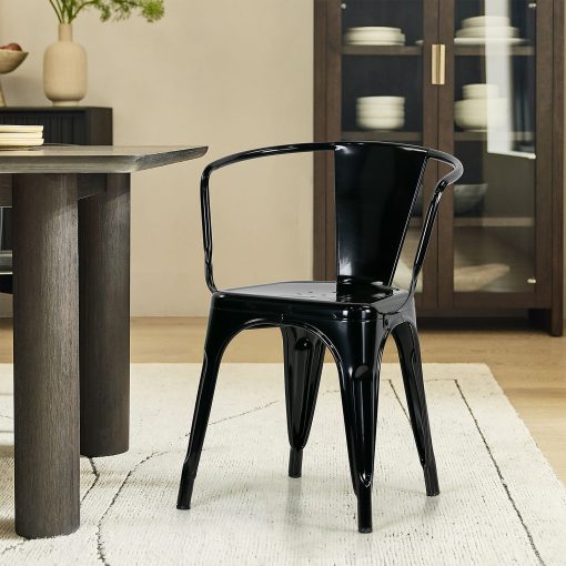 Glamour Home Baruna Metal Dining Accent Chairs, Black, Set Of 2 Chairs - Image 2