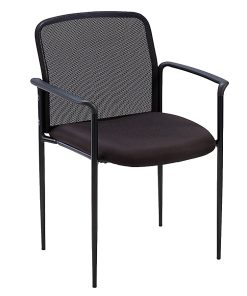 Lorell® Mesh Seat, Mesh Back Stacking Chair, 18 1/2″ Seat Width, Black Seat/Black Frame, Quantity: 1 2