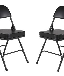 National Public Seating Vinyl-Upholstered Folding Chairs, Black, Set Of 2 Chairs