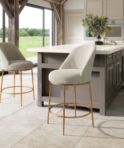 Zuo Nordhavn Swivel Counter-Height Stool, Beige/Gold 2