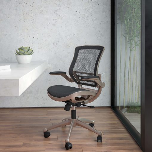 Flash Furniture Mesh Mid-Back Executive Office Chair, Black/Gold