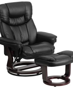 Flash Furniture Contemporary Recliner With Curved Ottoman, Black 2