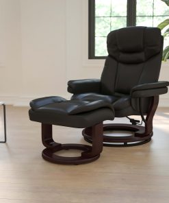 Flash Furniture Contemporary Recliner With Curved Ottoman, Black