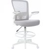 Boss Office Products Mesh Flip Arm Stool With Back, Gray/White