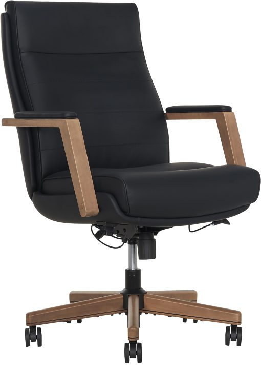 Thomasville® Fendley Ergonomic Vegan Leather Mid-Back Office Chair, Black/Brown