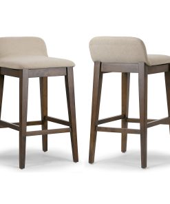 Glamour Home Aulani Upholstered Bar Stools With Puffy Cushions, Brown, Set Of 2 Stools, GHSTL1496