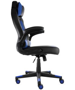 Elama Faux Leather High-Back Adjustable Office Task Chair, Black/Blue 2