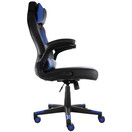 Elama Faux Leather High-Back Adjustable Office Task Chair, Black/Blue - Image 2