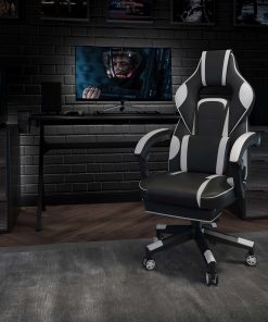 Flash Furniture X40 Gaming Chair With Fully Reclining Back And Arms, White/Black
