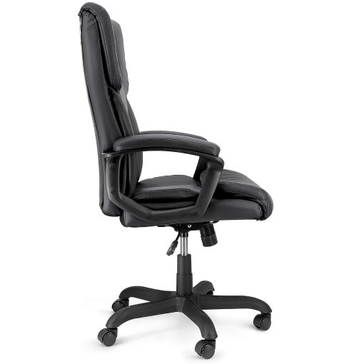 Elama Faux Leather High-Back Adjustable Office Chair, Plush Tuft, Black - Image 2