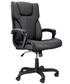 Elama Faux Leather High-Back Adjustable Office Chair, Plush Tuft, Black