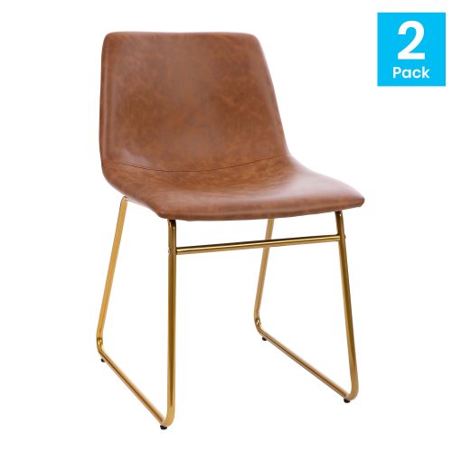 Flash Furniture Commercial Grade Dining Chairs, Light Brown/Gold, Set Of 2 Chairs - Image 2