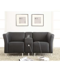 Lorell® Fuze Modular Adder Arm For Armless Lounge Chairs, Leather, Black 2