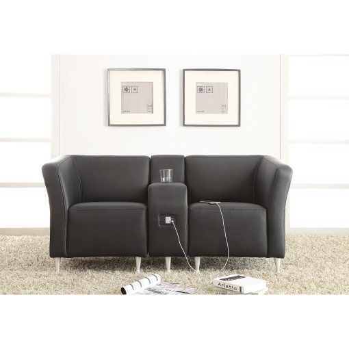 Lorell® Fuze Modular Adder Arm For Armless Lounge Chairs, Leather, Black - Image 2