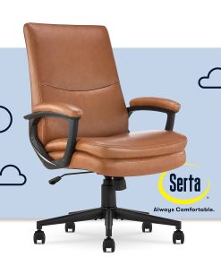 Serta® Comfort Modern Ergonomic Bonded Leather High-Back Executive Office Chair, Cognac 2