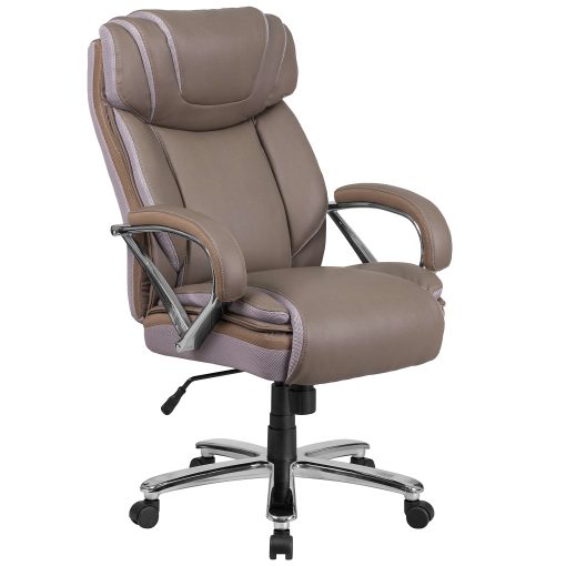 Flash Furniture Hercules LeatherSoft™ Faux Leather High-Back Big & Tall Ergonomic Office Chair, Taupe/Gray - Image 2