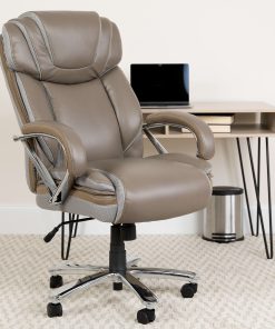 Flash Furniture Hercules LeatherSoft™ Faux Leather High-Back Big & Tall Ergonomic Office Chair, Taupe/Gray