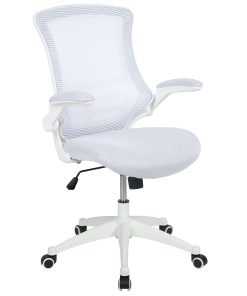 Flash Furniture Mesh Mid-Back Swivel Task Chair With Flip-Up Arms, White 2