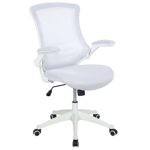 Flash Furniture Mesh Mid-Back Swivel Task Chair With Flip-Up Arms, White - Image 2