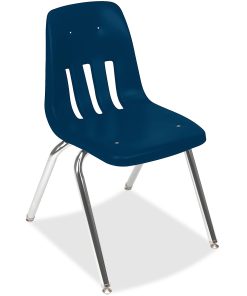 Virco® 9000-Series Plastic Stack Chairs, Navy/Chrome, Pack Of 4 2