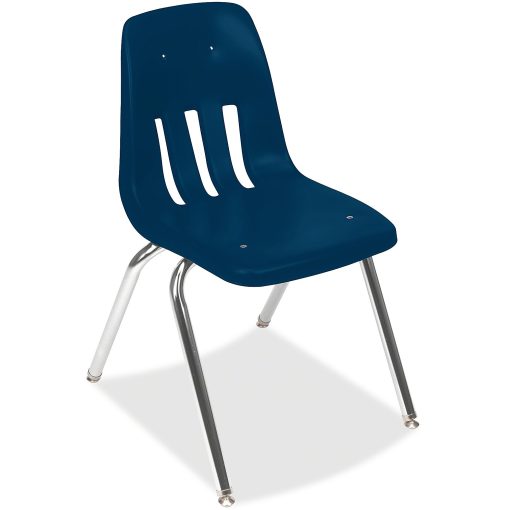 Virco® 9000-Series Plastic Stack Chairs, Navy/Chrome, Pack Of 4 - Image 2