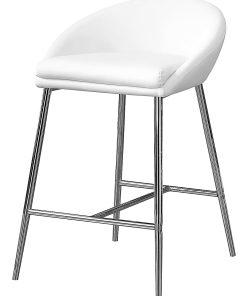 Monarch Specialties Counter-Height Bar Stools, White/Chrome, Set Of 2