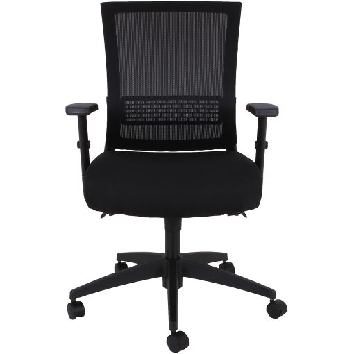 Lorell Mid-back Mesh Chair - Black Seat Color - Black Back Color - Mesh Back Material - Mid Back - 5-star Base - Armrest - 1 Each - Image 2