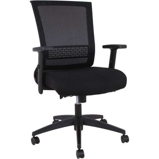 Lorell Mid-back Mesh Chair - Black Seat Color - Black Back Color - Mesh Back Material - Mid Back - 5-star Base - Armrest - 1 Each