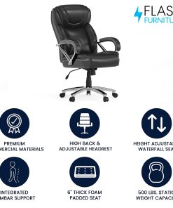 Flash Furniture Hercules LeatherSoft™ Faux Leather High-Back Big & Tall Ergonomic Office Chair, Black/Gray 2