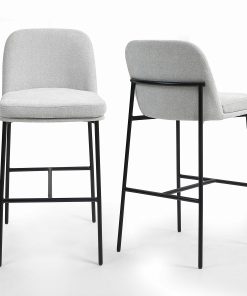 Glamour Home Belisma Fabric Bar Stools With Backs, Gray/Black, Set Of 2 Stools 2