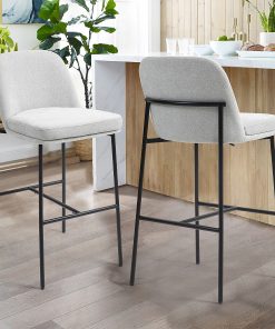 Glamour Home Belisma Fabric Bar Stools With Backs, Gray/Black, Set Of 2 Stools
