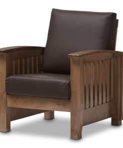 Baxton Studio Alina Lounge Chair, Dark Brown/Dark Walnut 2